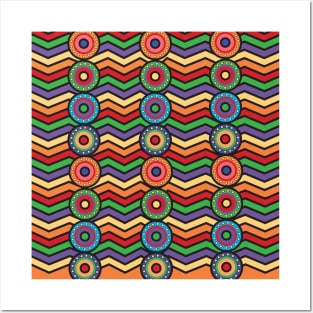 Colorful Chevron with Circles Posters and Art